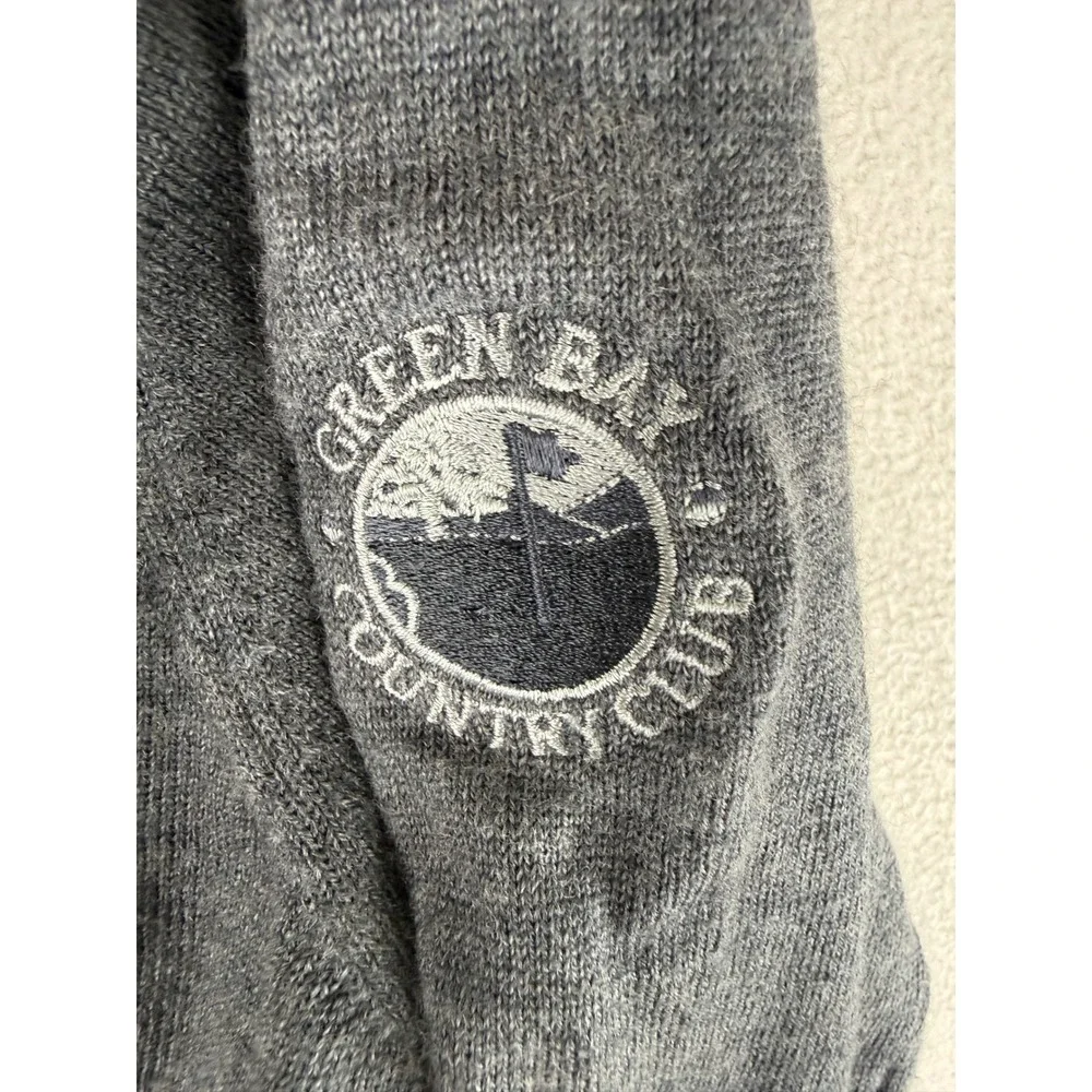 Peter Millar Sweater Mens Medium Gray Merino Silk 1/4 Zip Green Bay Country Club